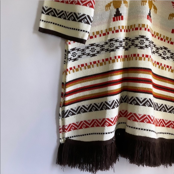 Vintage 70’s Southwestern Knit Tunic with Fringe - Picture 3 of 6